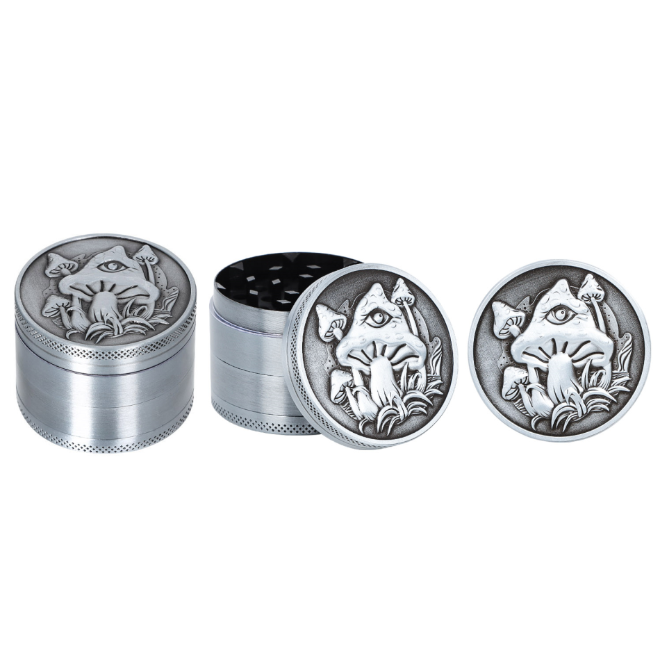 Silver Mushroom 4-Part Herb Grinder