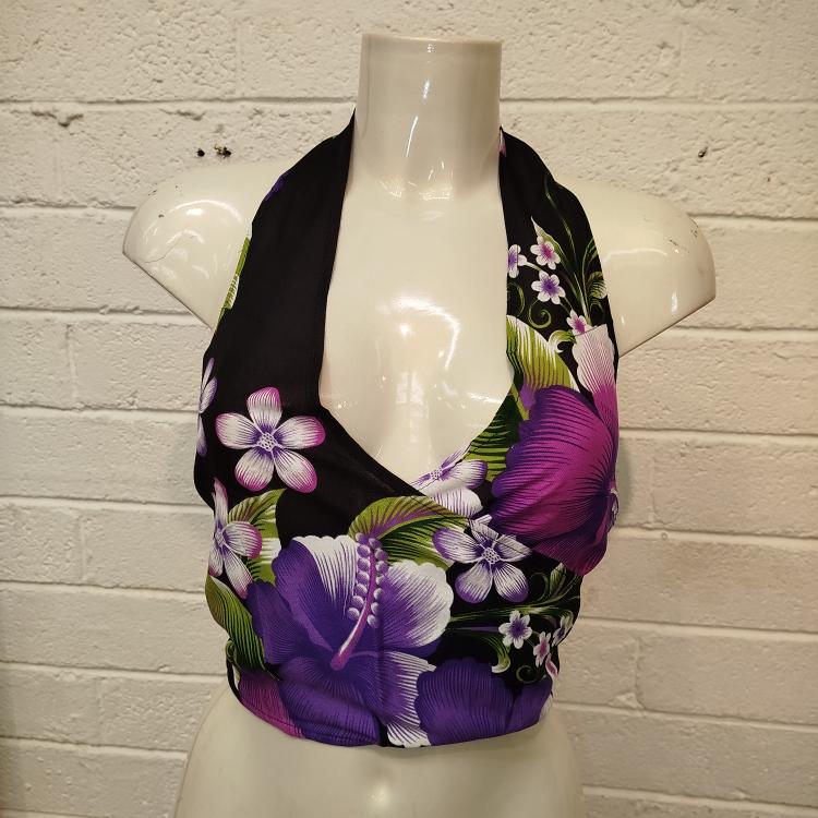 Silken Halter Top - Hawaiian Flowers
