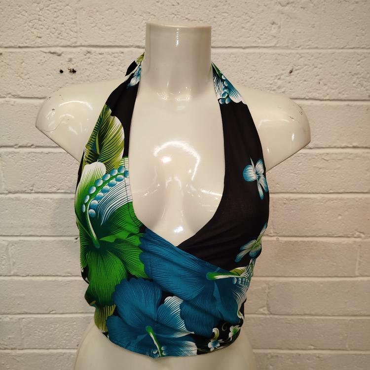 Silken Halter Top - Hawaiian Flowers