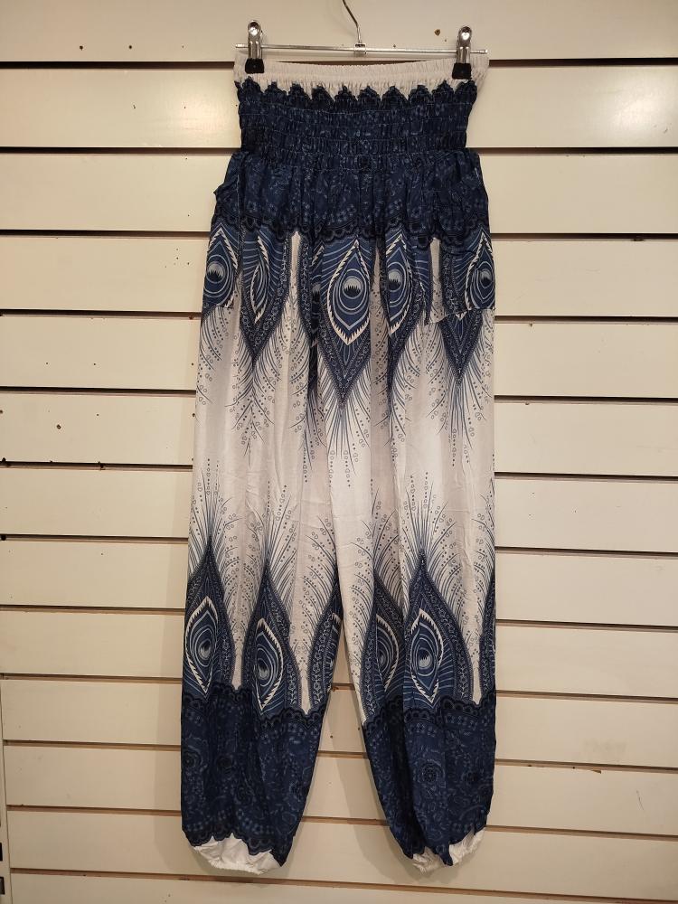 Peacock Feather Print Harem Trousers
