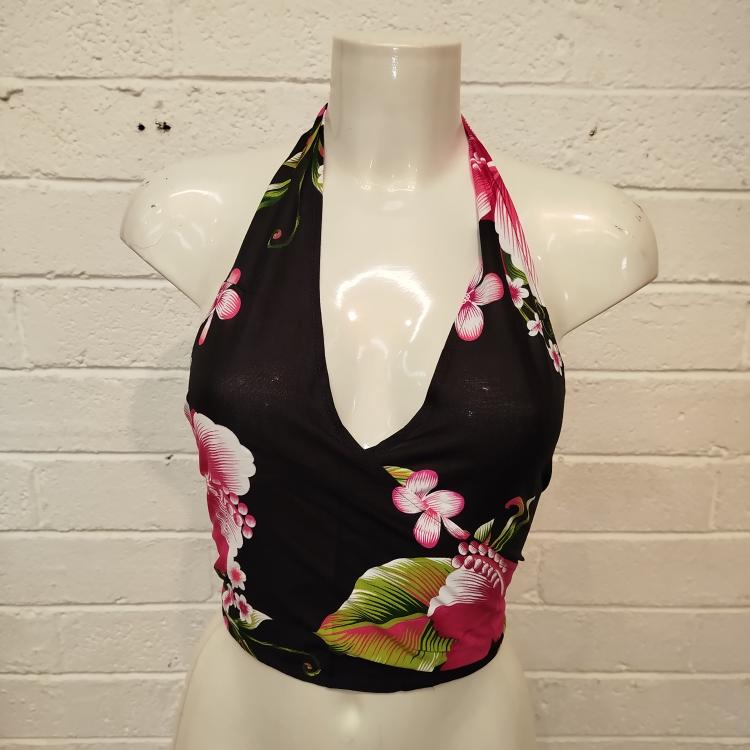 Silken Halter Top - Hawaiian Flowers