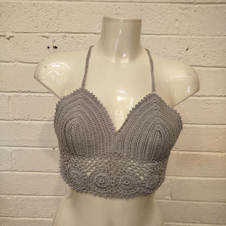 Grey Crochet Bralette