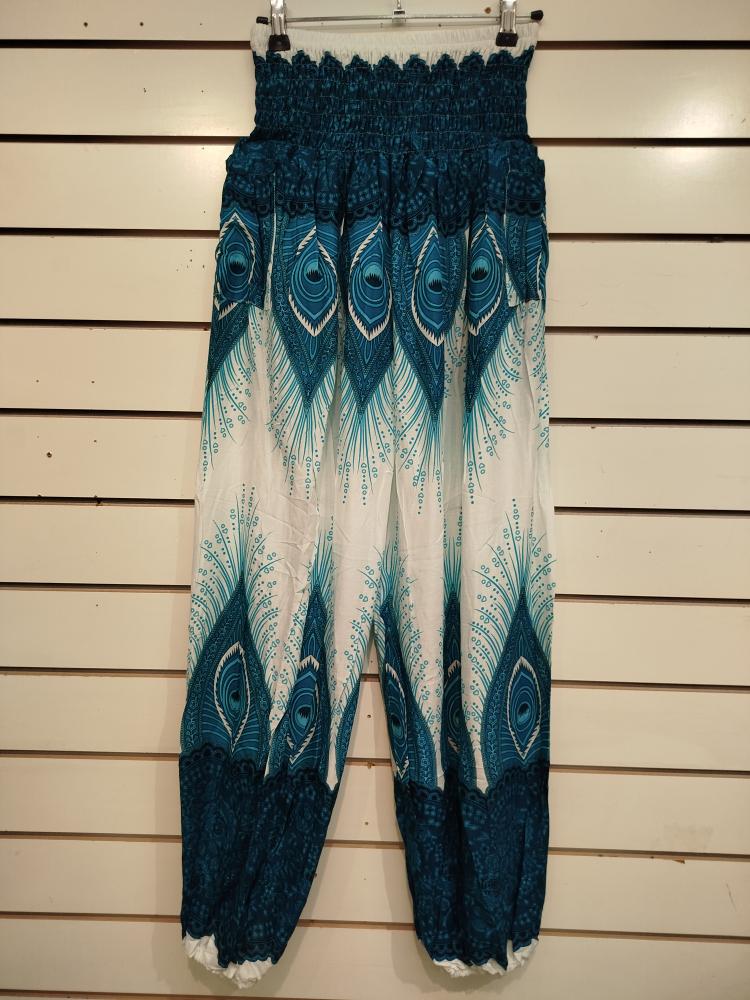Peacock Feather Print Harem Trousers