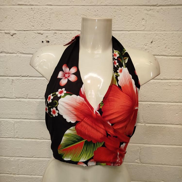 Silken Halter Top - Hawaiian Flowers