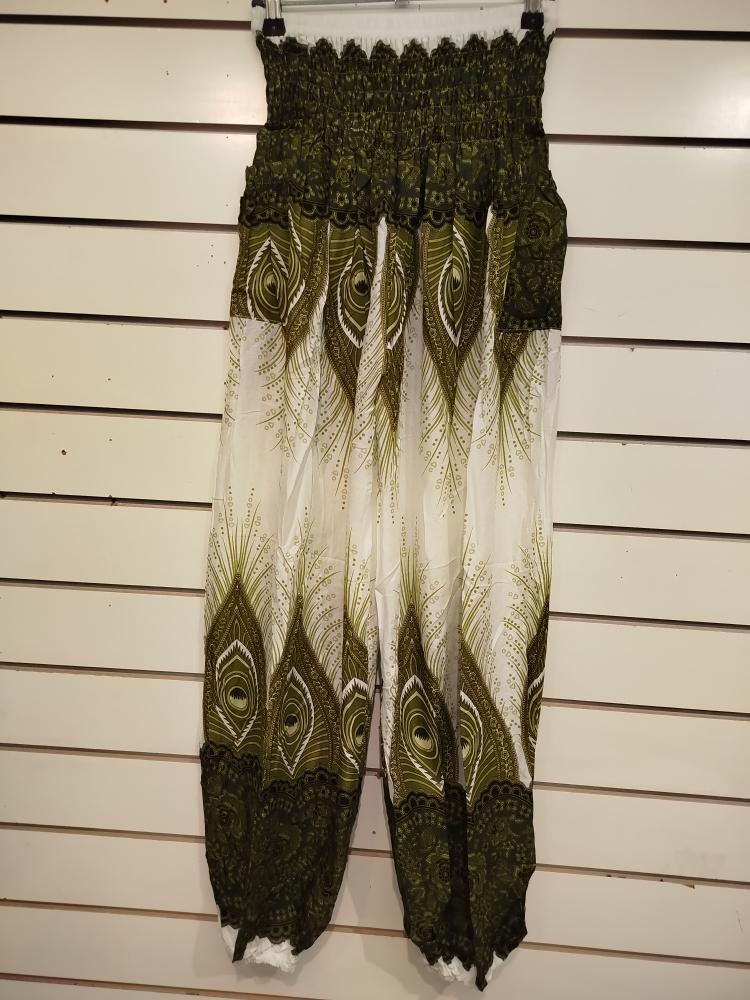 Peacock Feather Print Harem Trousers