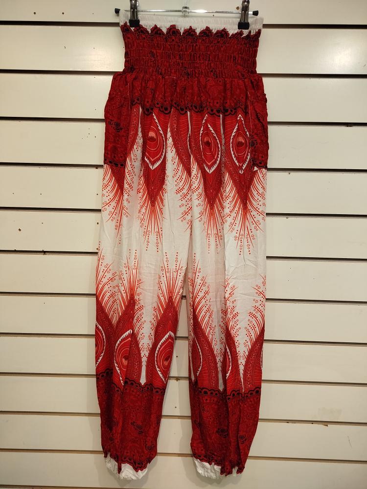 Peacock Feather Print Harem Trousers