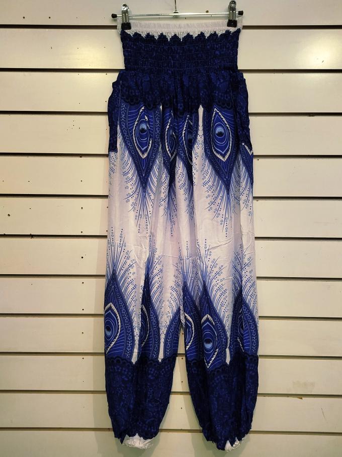 Peacock Feather Print Harem Trousers