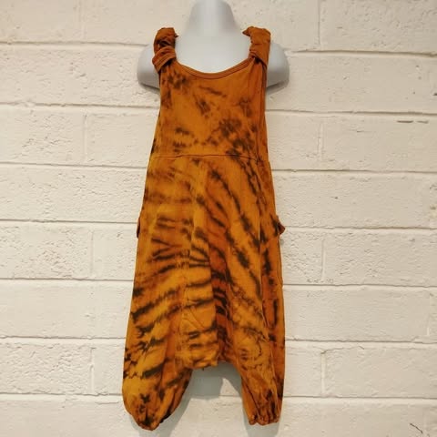 Kids Orange Tie Dye Overalls