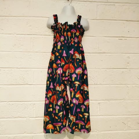 Kids Mushroom Overalls Green