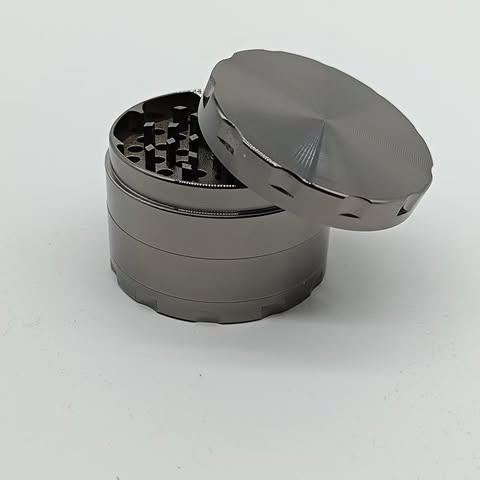 Large Gun Metal Gripped Lid 4-Part Metal Grinder