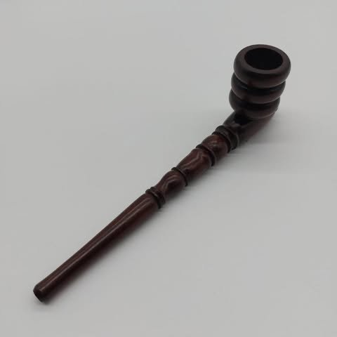 Extra Large Ringed Brown Wooden Pipe