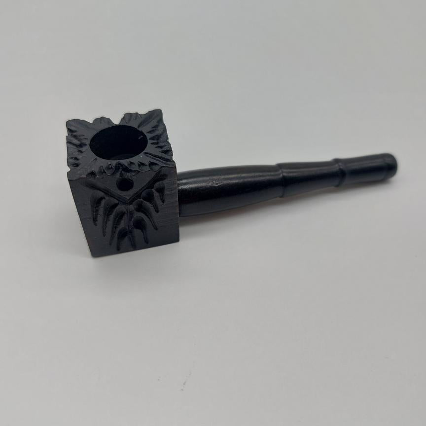 Black Square Engraved Wooden Pipe