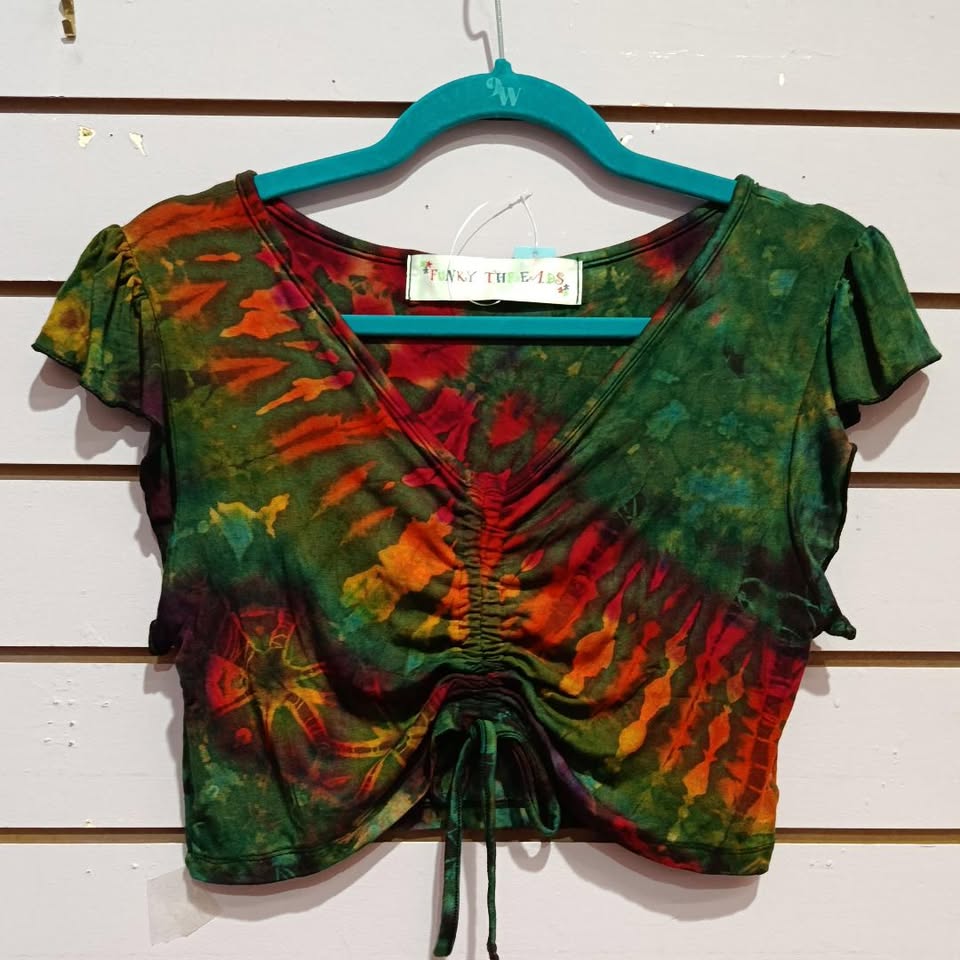 Tie Dye Scrunch Crop Tops