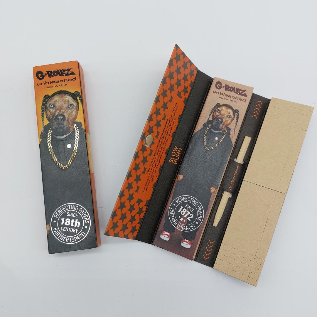 G-ROLLZ Special Edition Holographic 'Rap Dog' Unbleached Slim-Pack Kingsize Papers + Tips
