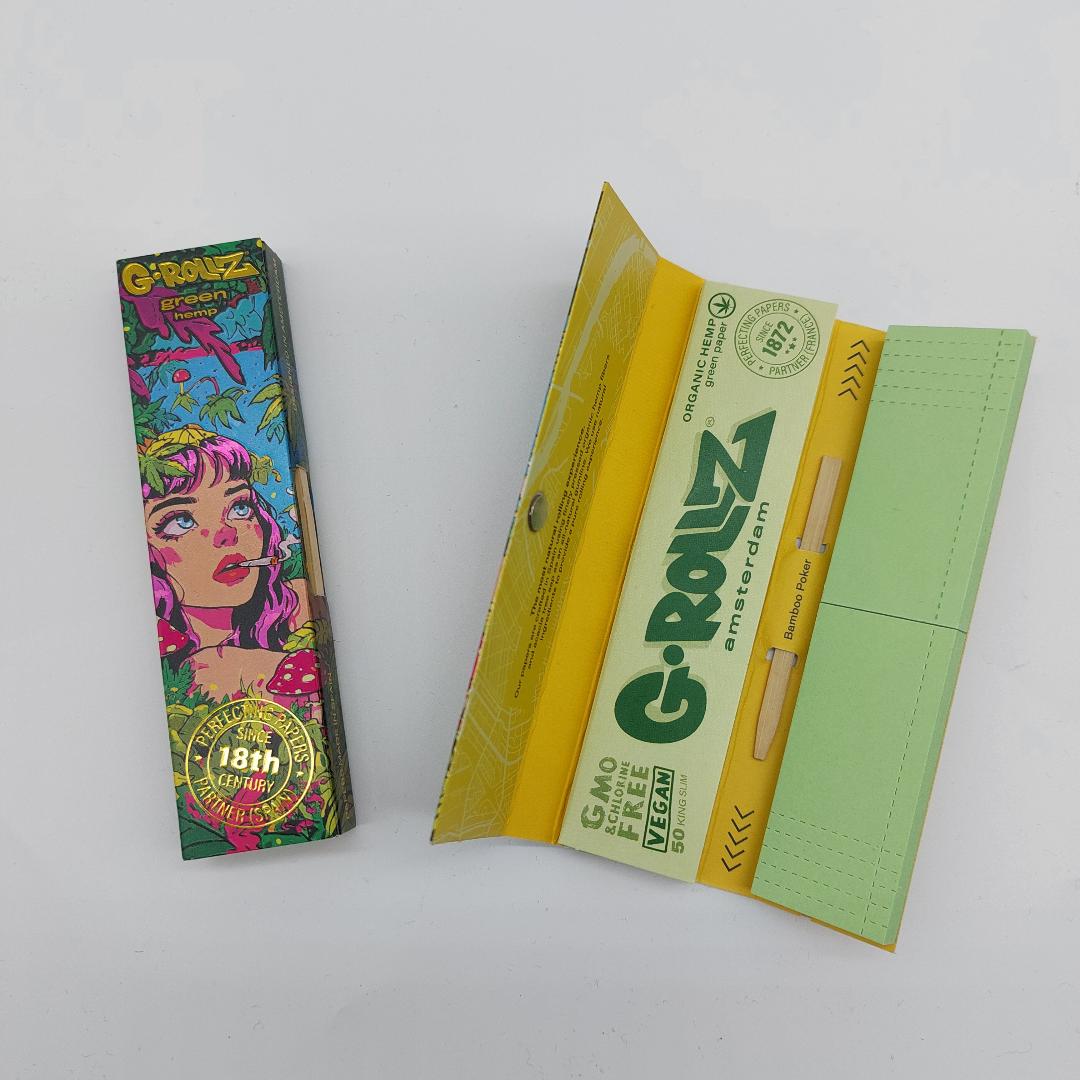 G-ROLLZ Special Edition Holographic 'Jungle' Green Hemp Slim-Pack Kingsize Papers + Tips (Copy)