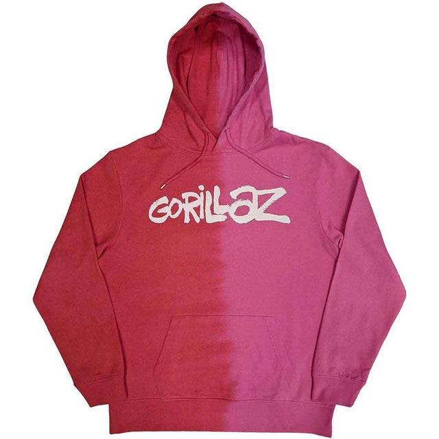 Gorillaz Two Tone Logo Pullover Hoodie Pink & Red