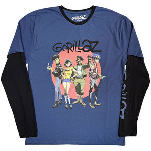 Gorillaz Long Sleeve T-Shirt Group Circle Rise/Denim/Layered