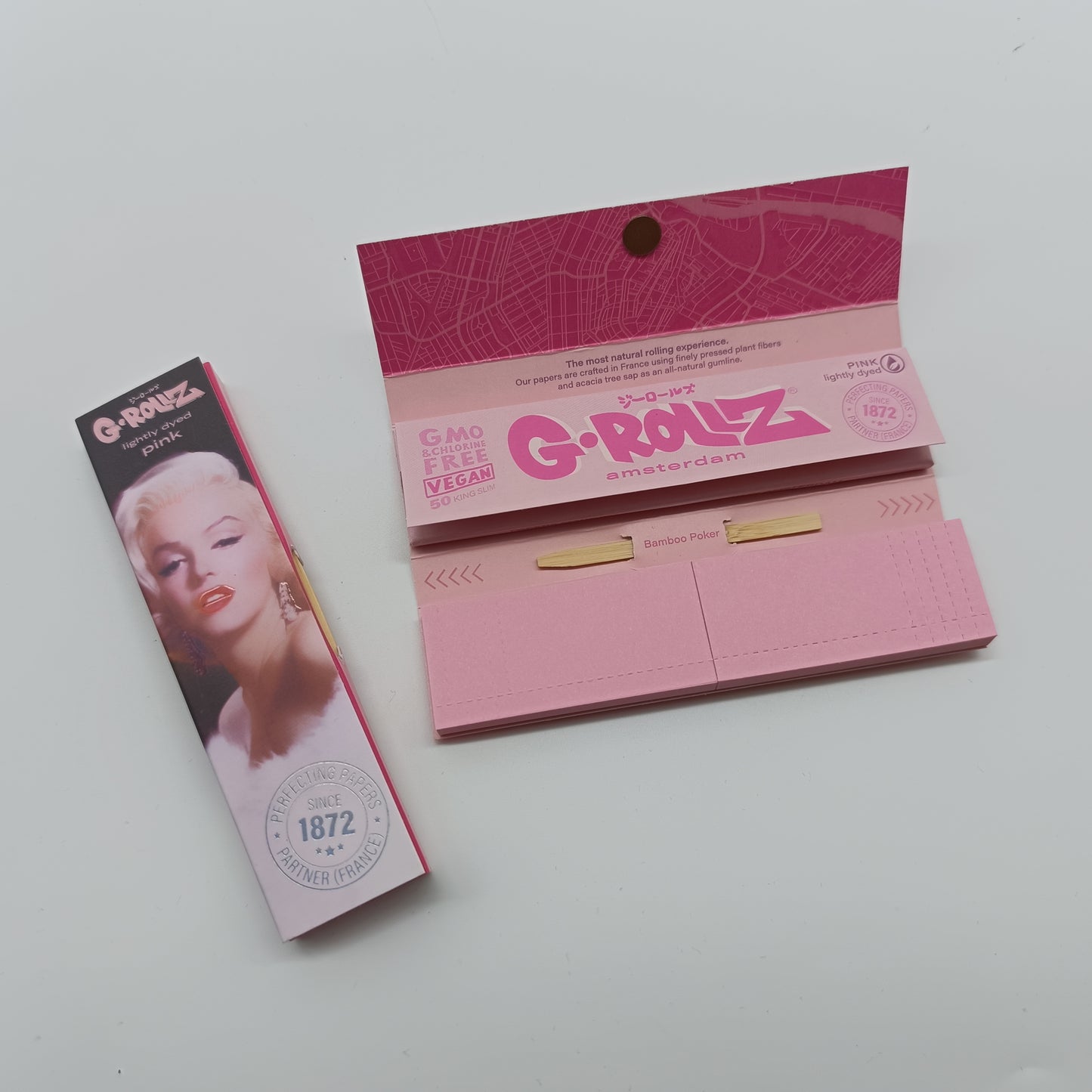 G-ROLLZ 'Fabulous Face' Pink Slim-Pack Kingsize Papers + Tips