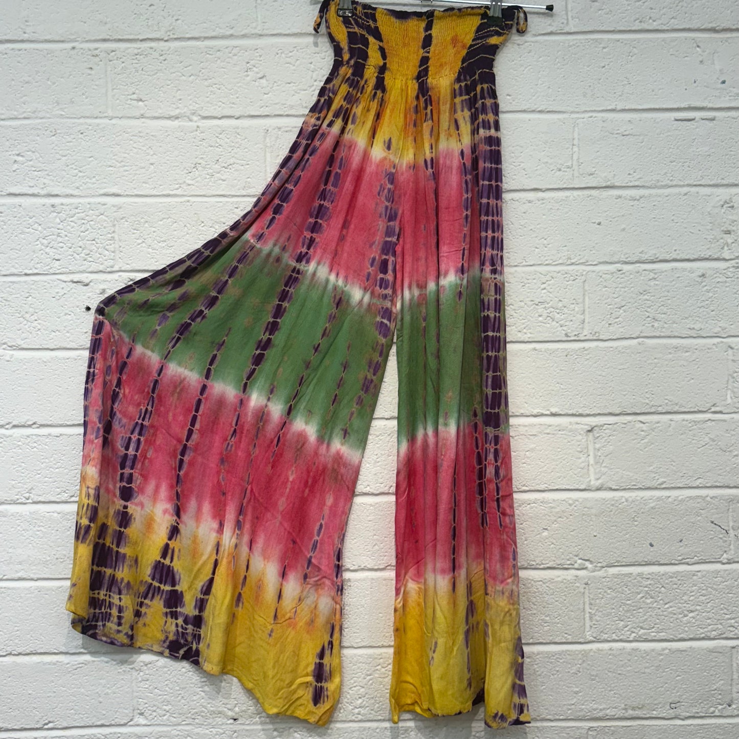 Stretchy Tie-Dye Trousers Pink, Yellow & Navy - R-22