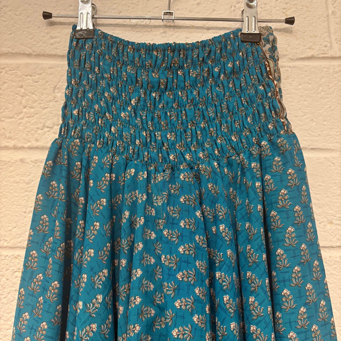 Wide Waistband Wide Leg Blue Trousers - HK101