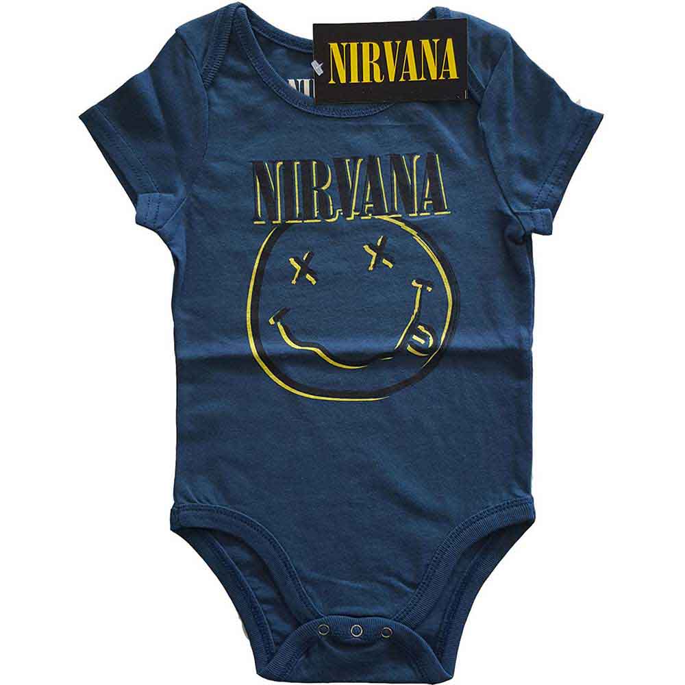 Nirvana Inverse Smiley Navy Baby Grow