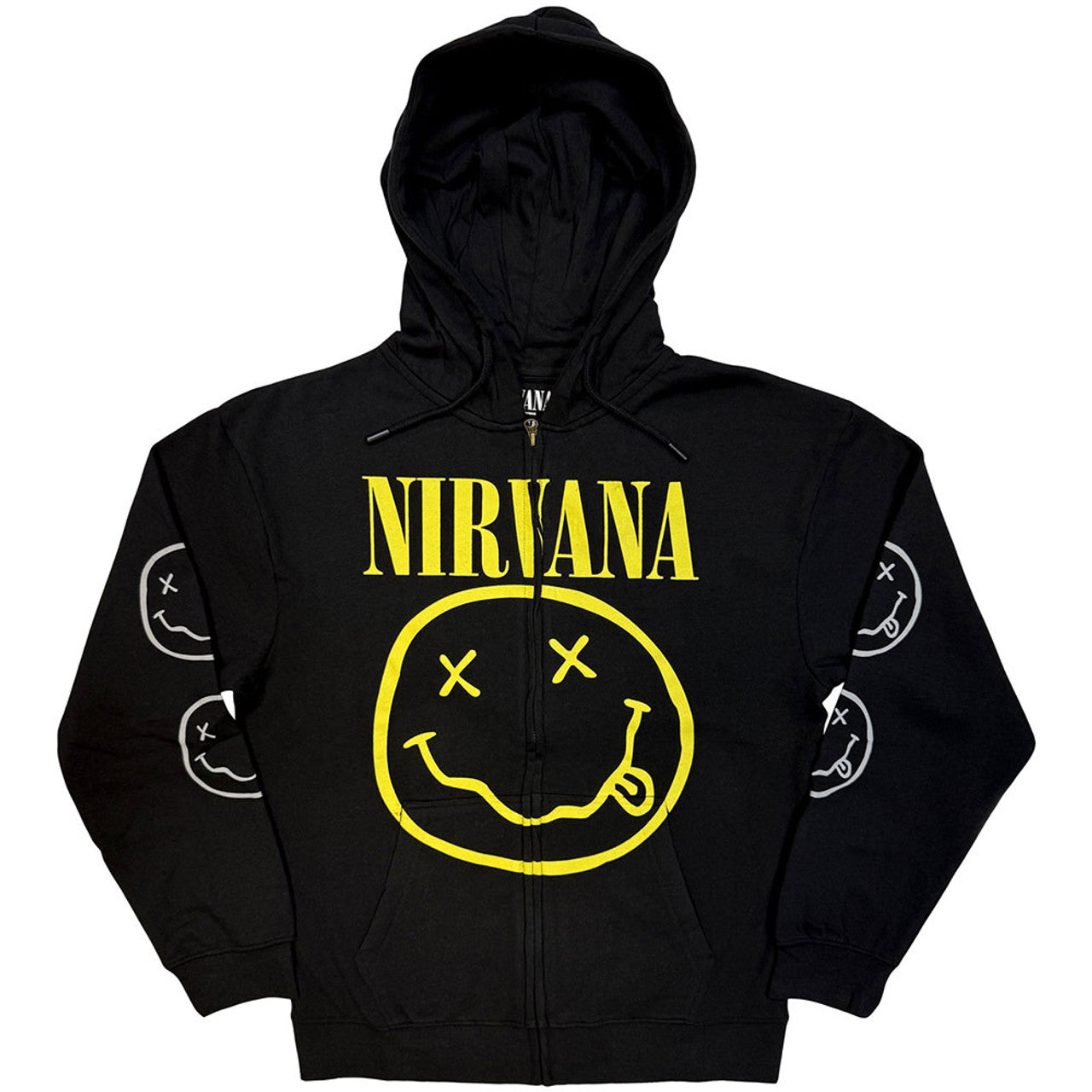 Nirvana Zipped Hoodie Yellow Smiley Face