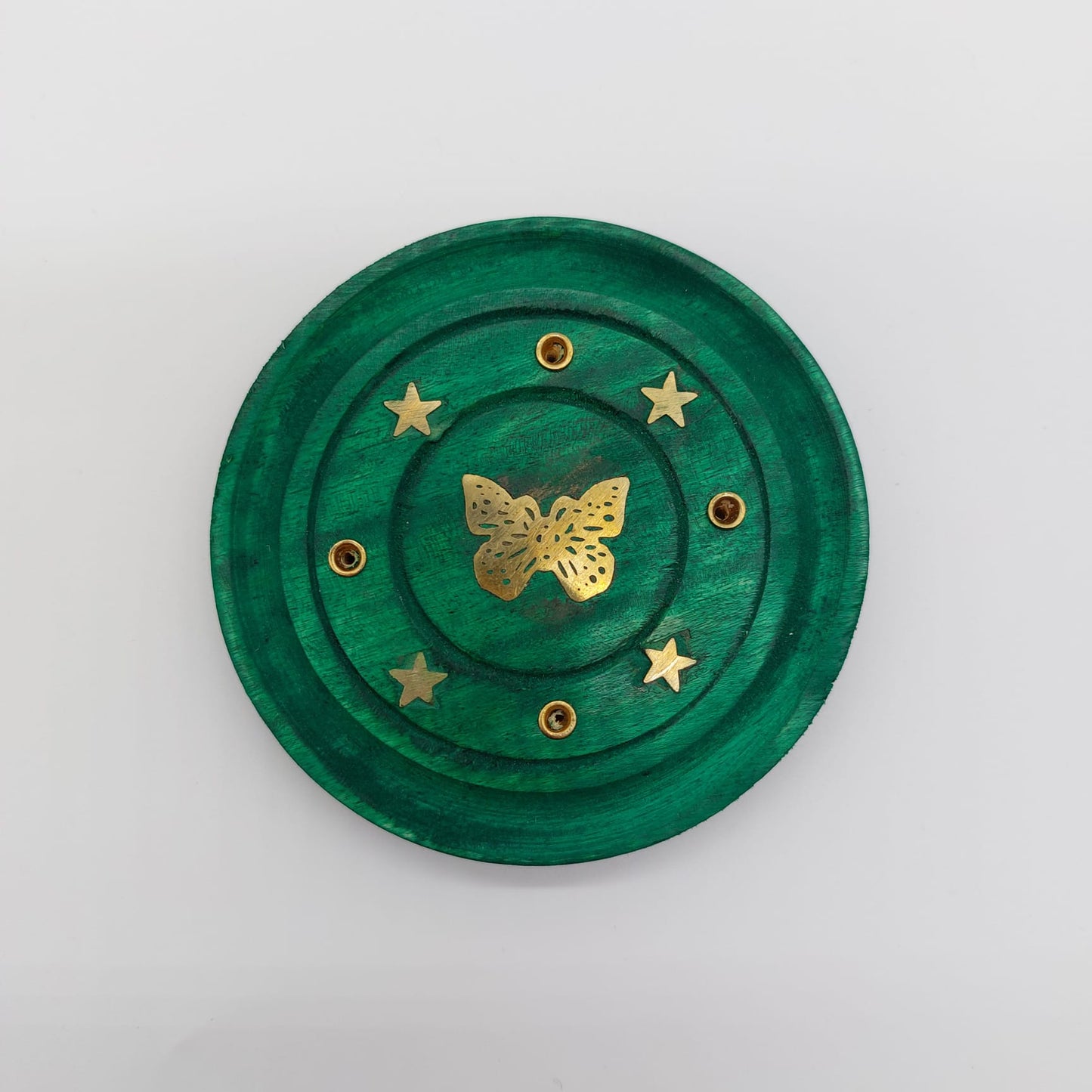 Butterfly Wooden Incense Plate - Green