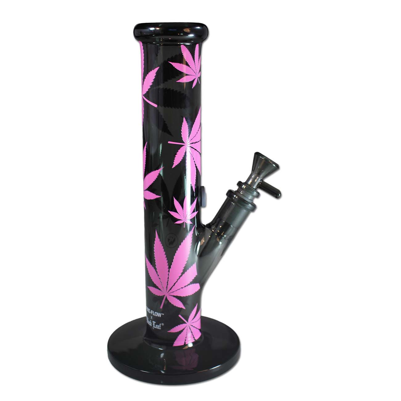 BLACK LEAF X FIRE-FLOW Pink Leaves Glass Water Pipe