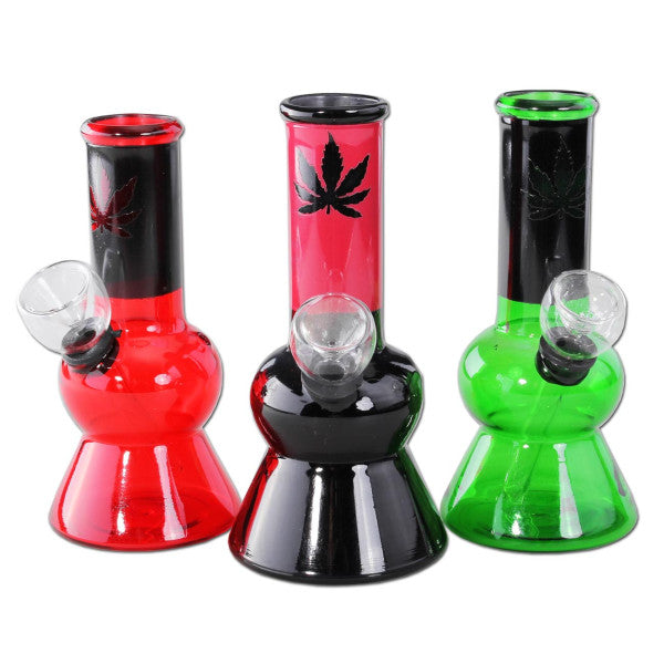 Mini Hemp Leaf Glass Water Pipes 257