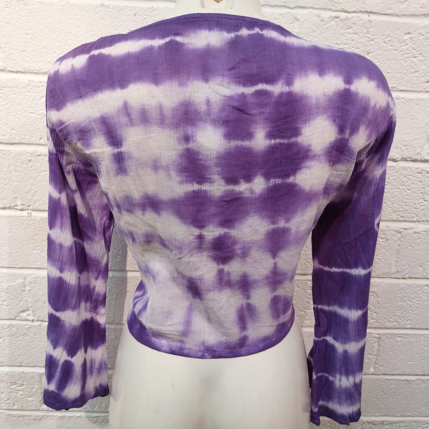 Cotton Wrap Tops - Purple & White