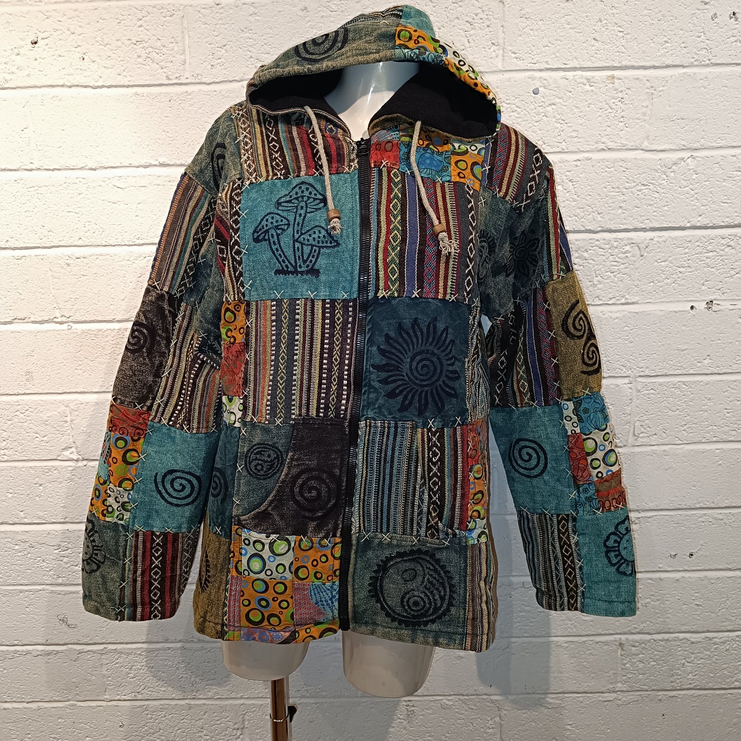 Woven Patchwork Zip-Up Jacket  FX2098