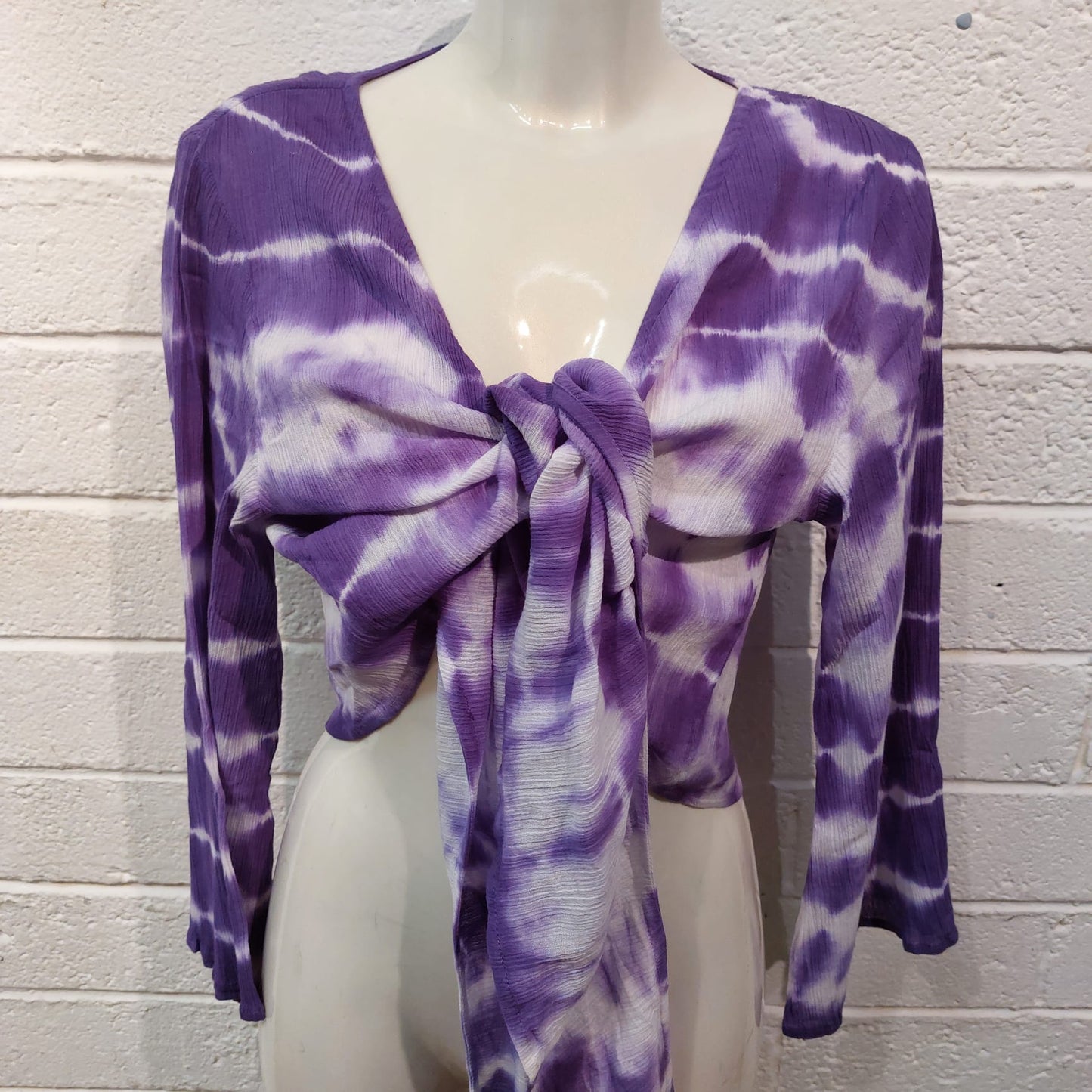 Cotton Wrap Tops - Purple & White