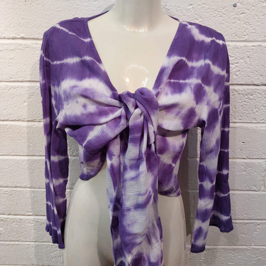 Cotton Wrap Tops - Purple & White