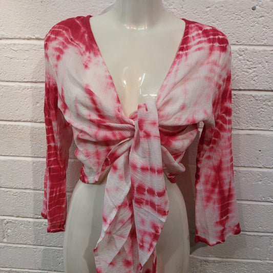 Cotton Wrap Tops - Pink & White
