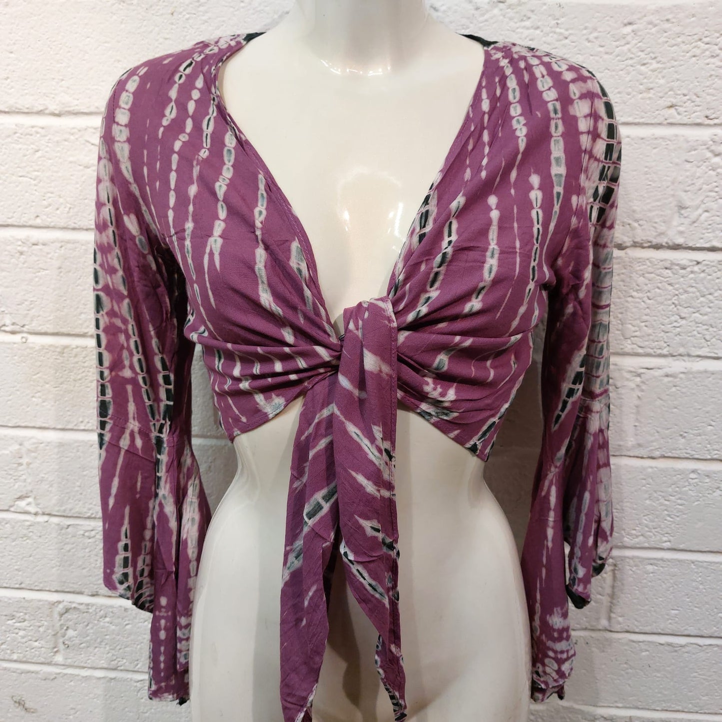 Cotton Wrap Tops - Purple & Grey