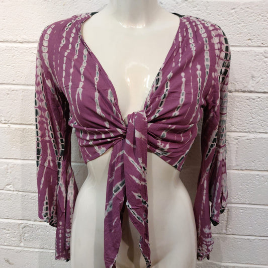 Cotton Wrap Tops - Purple & Grey