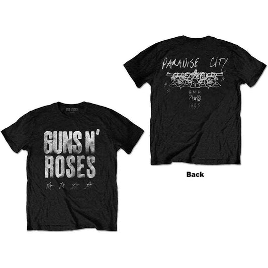 Guns N' Roses Unisex T-Shirt: Paradise City Stars (backprint)