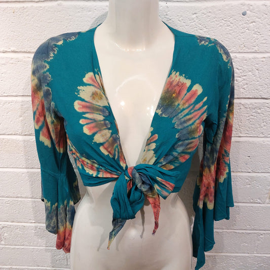 Cotton Wrap Tops - Blue Tie-Dye