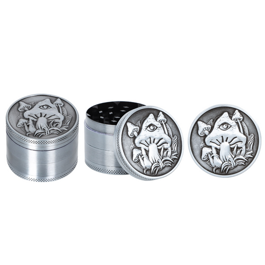 Silver Mushroom 4-Part Herb Grinder
