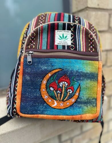 Mini mochila de cogumelos de cânhamo puro 