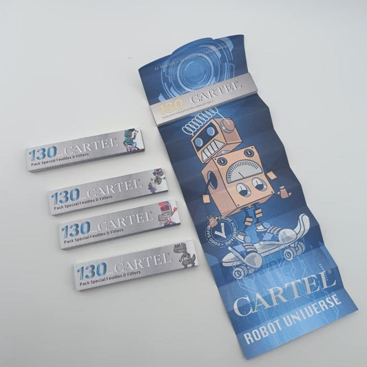 CARTEL XL Rolling Papers w/ Tips - Silver Robo-Skaters Collection