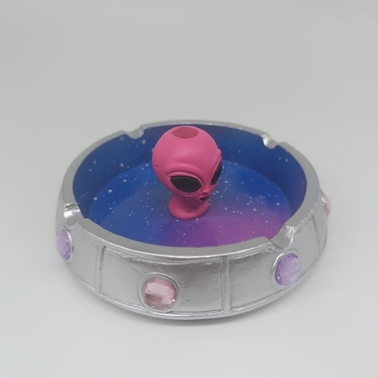 Pink Ceramic Alien Ashtray + Snuffer