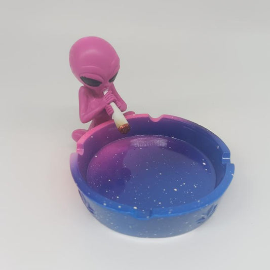 Smoking Alien Ceramic Ashtray - Pink