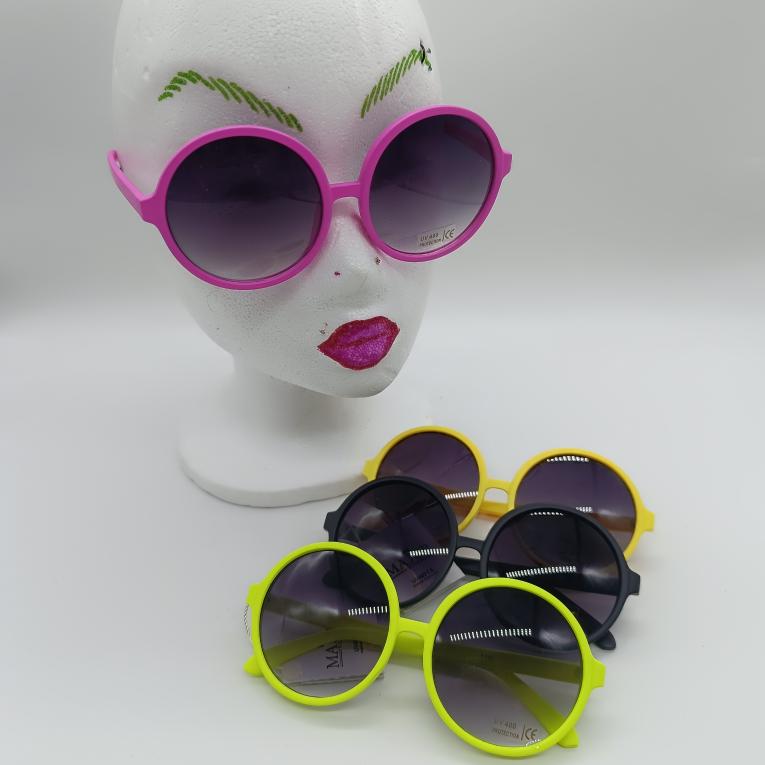 Large Round Neon Frame Sunglasses