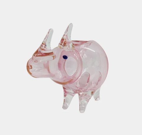 Crystal Pink Rhino Glass Pipe