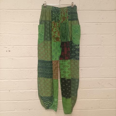 Green Patchwork Pants