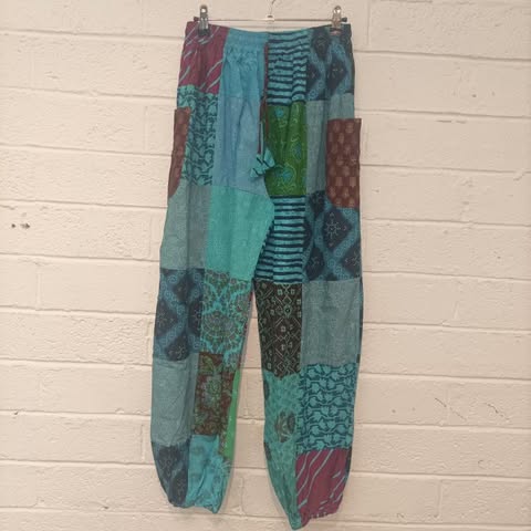 Blue Patchwork Pants