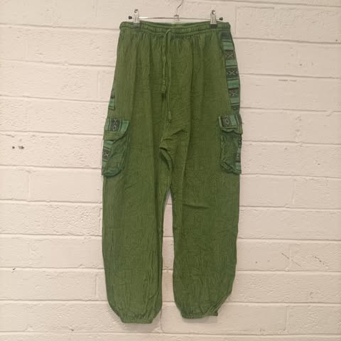 Green Pocket Side Stripe Pants