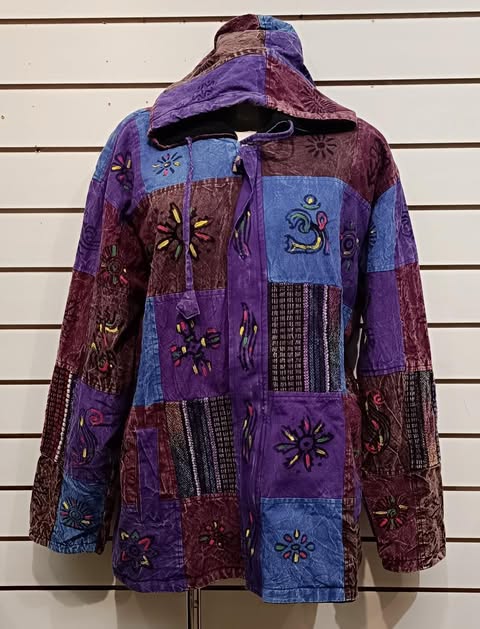 Purple Painted Flower Zip-Up Jacket