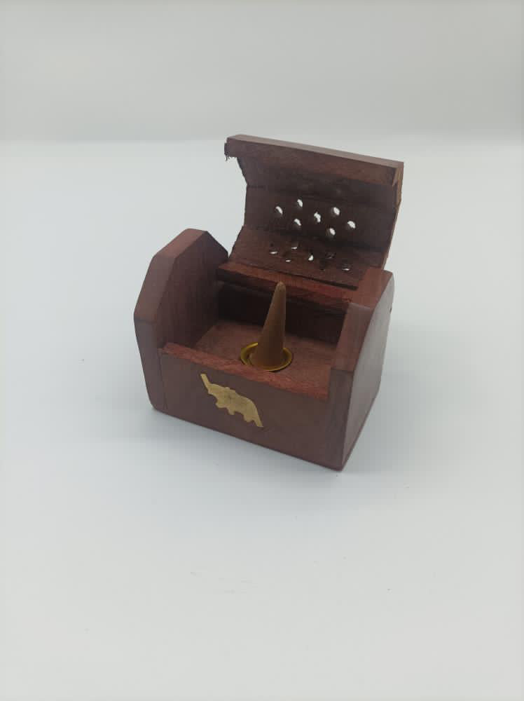 Wooden Elephant Incense Cone Box